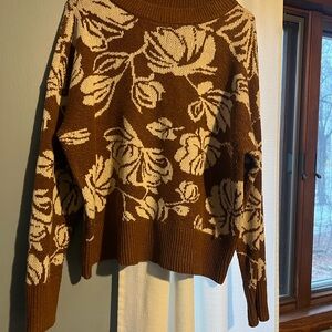 Maurices Brown and Cream Floral Sweater